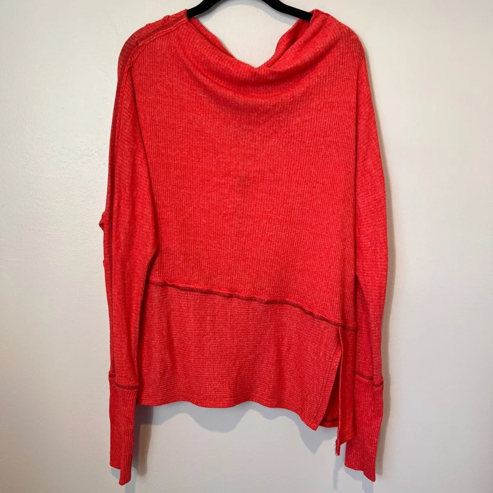 Free People We The Free Londontown Thermal Top Coral Oversized Cowl Neck P Small